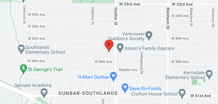 map of 3626 W 37TH AVENUE